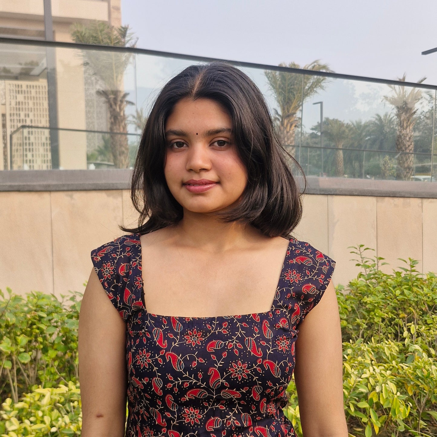 Cotton Sleeveless Short Kurti with Square Neck & Corset Back