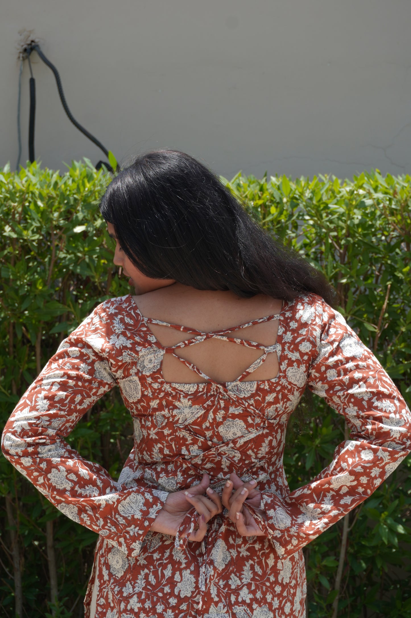 Orange Blossom Corset Back Long Cotton Kurti
