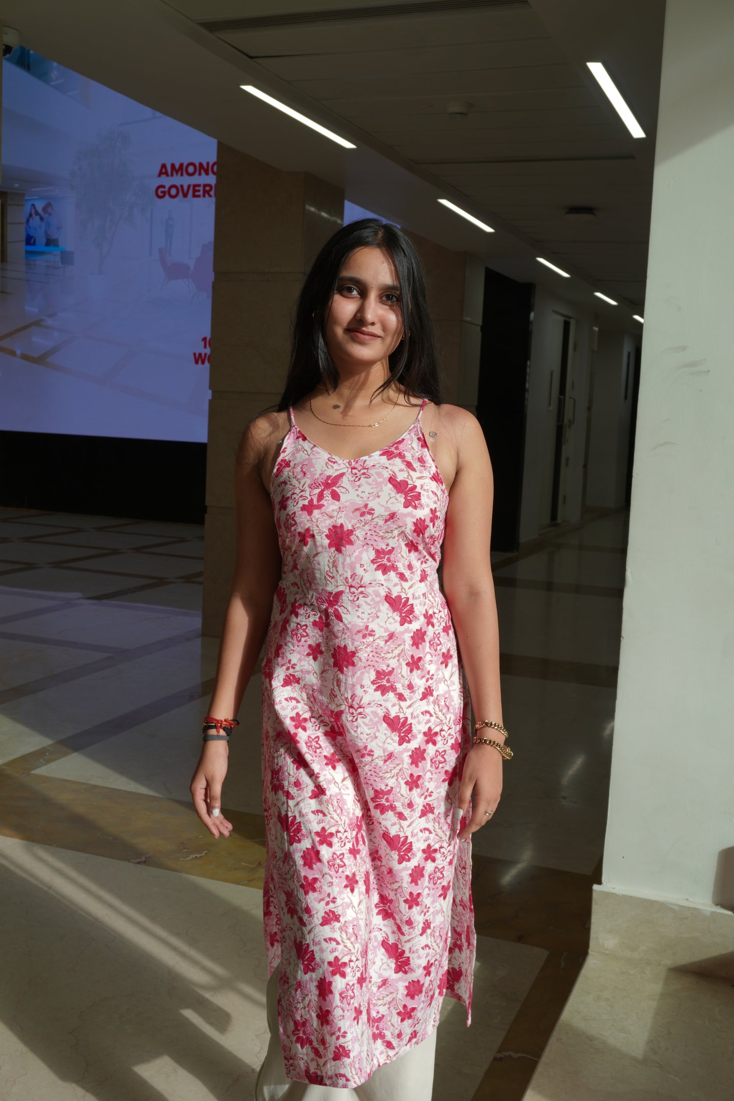 Pure Cotton Backless Floral Kurti for Women | Halter Neck Summer Kurti