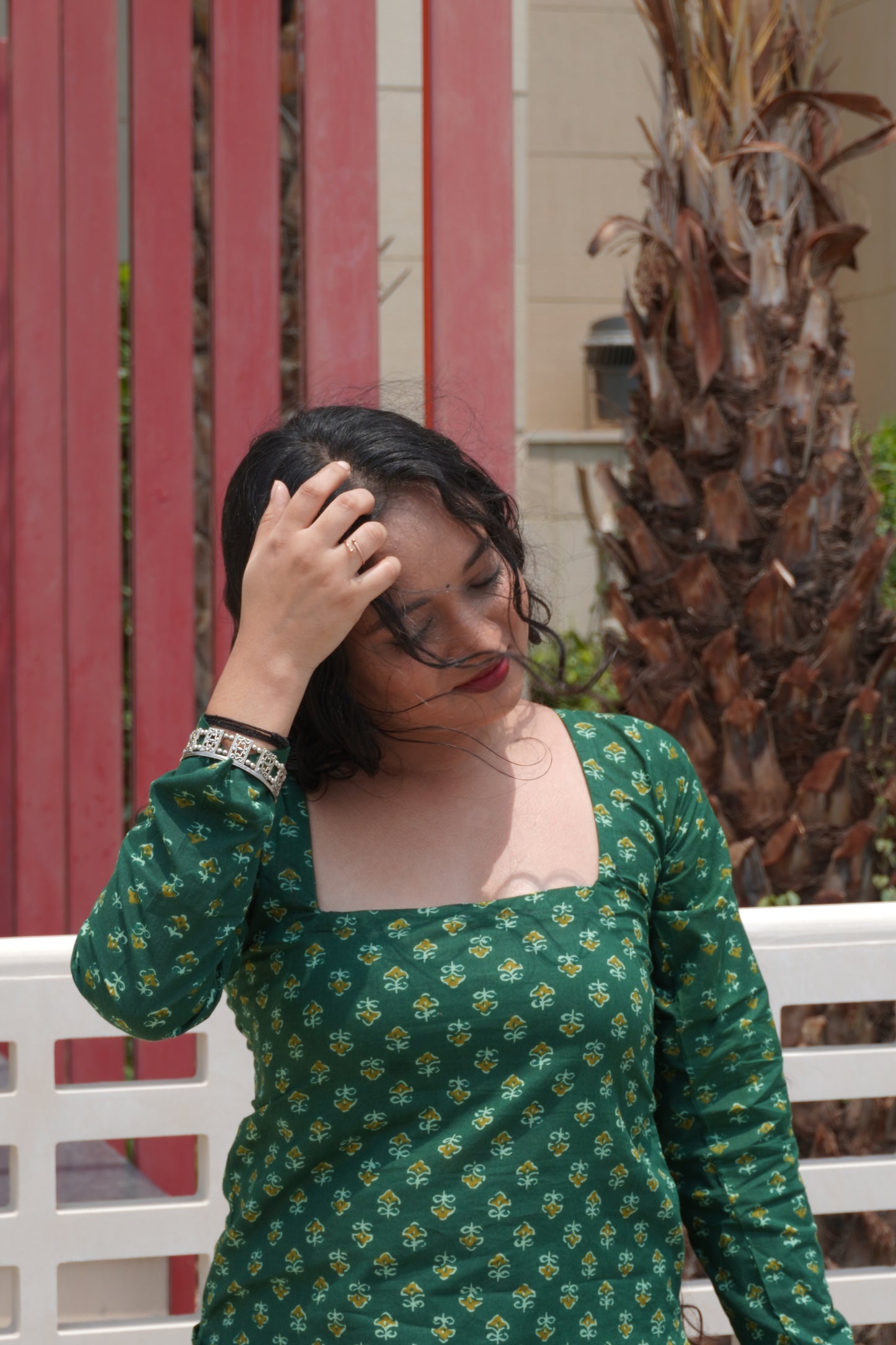 Women's Pure Cotton Square Neck Bow Back Kurti